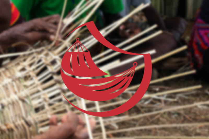 A blurred image of a lady weaving a basket is overlaid with the red Equipment icon.